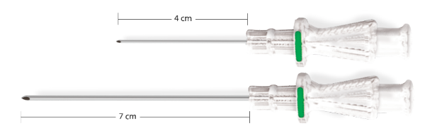 Comparison of 4 cm needle and 7 cm needle Comparison of 4 cm needle and 7 cm needle